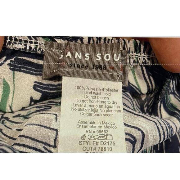 NEW Boho Tropical Palm Print Off Shoulder Maxi Dress 3/4 Sleeve TieWaist L White - Picture 7 of 15